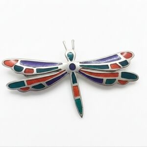 Claudio Simonetti Dragonfly 925 Cloisonné Brooch Pendant